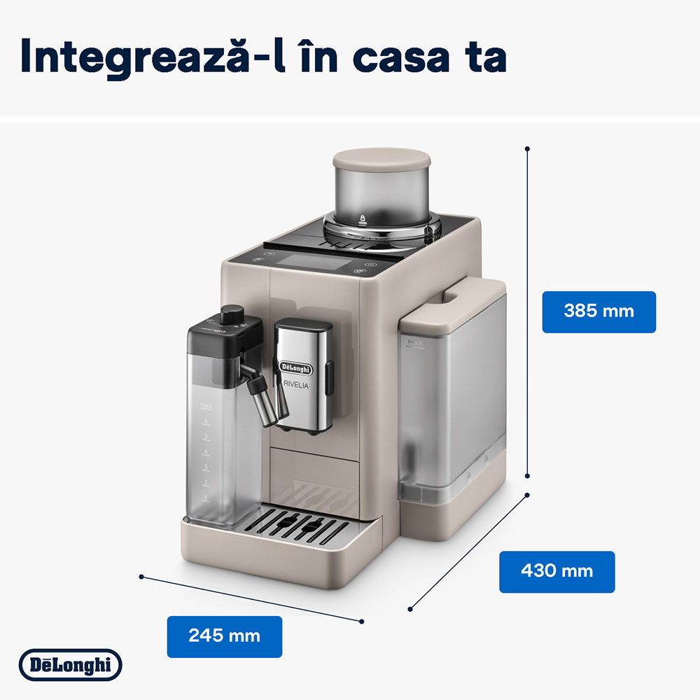 Espressor automat DELONGHI Rivelia EXAM440.55.BG, 1.4l, 1450W, 19 bar, crem-negru
