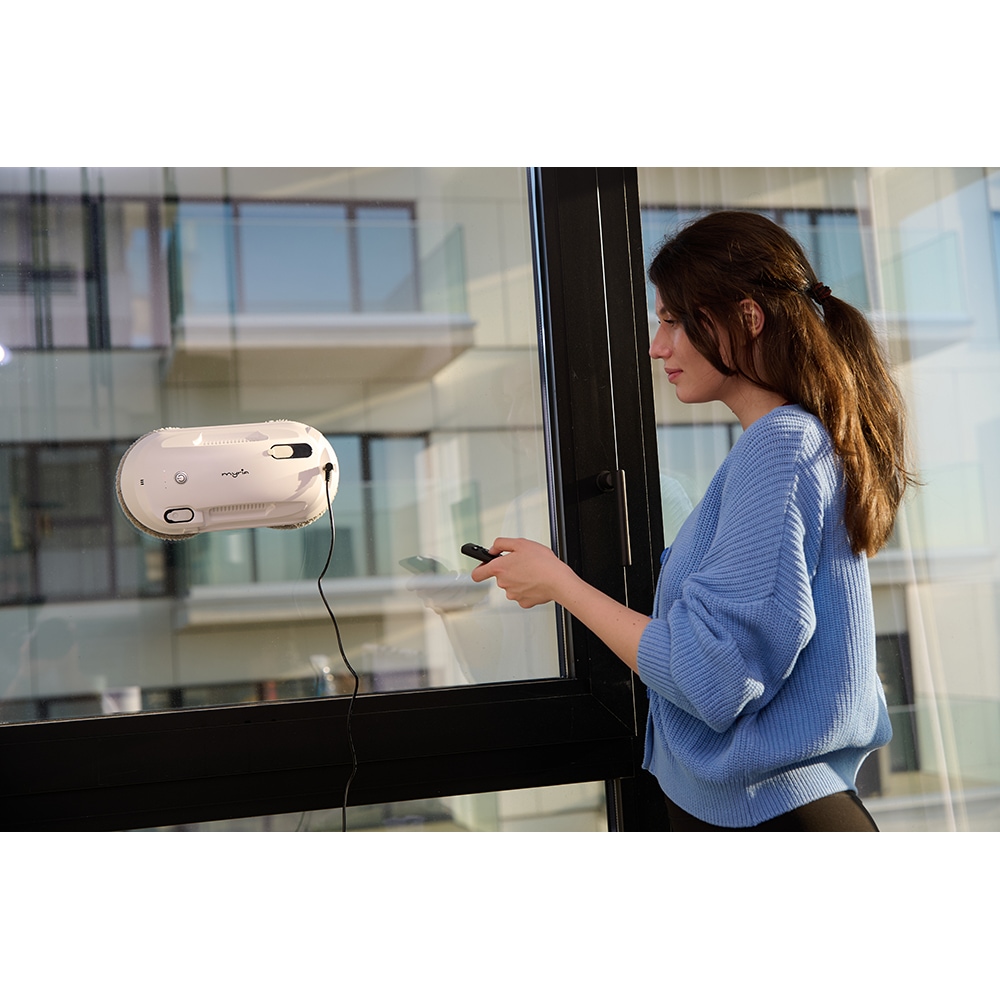 Aspirator robot geamuri MYRIA MY4561, 24V, autonomie max 20 min, Wi-Fi, alb-gri