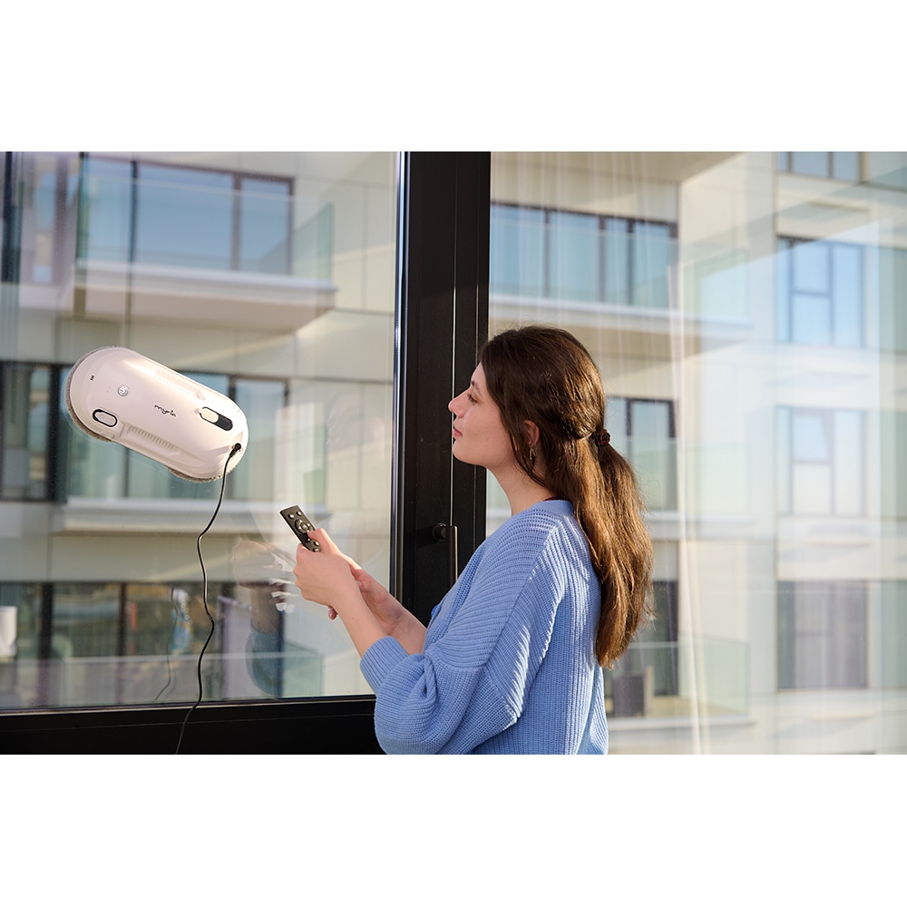 Aspirator robot geamuri MYRIA MY4561, 24V, autonomie max 20 min, Wi-Fi, alb-gri