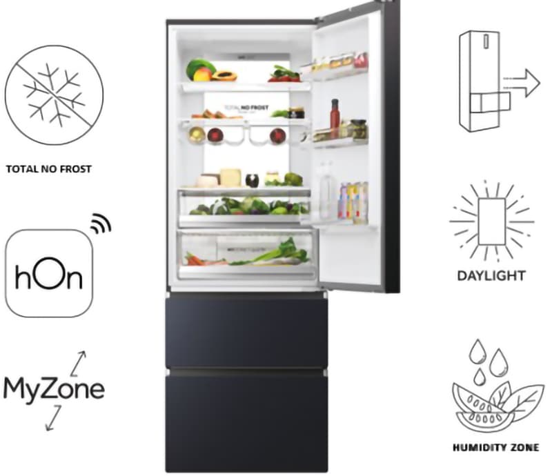 Combina frigorifica HAIER HTW7720ENMB, No Frost, 483 l, H 201 cm