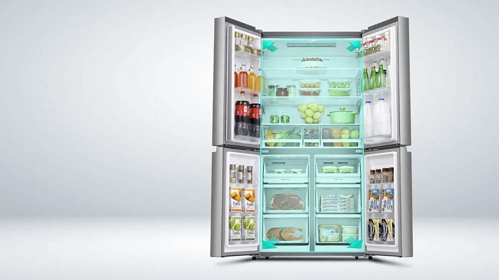 Side by Side Hisense, 632L, Clasa E, Total No Frost, Dozator Apa, Wi-Fi, Triple Zone, Super Cool, Negru, RS818N4TFE 5 SpatiuSuficient