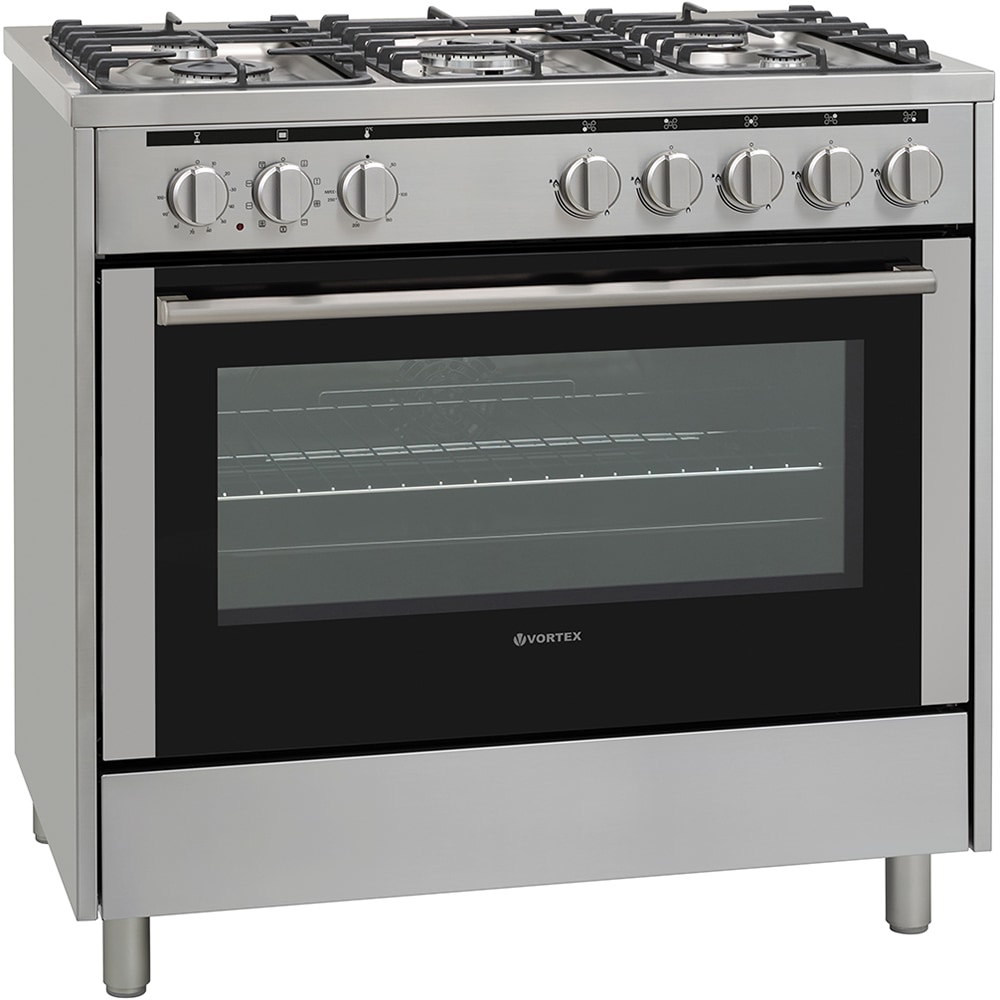 Aragaz VORTEX VAG9060SS01V, 5 arzatoare, Gaz + Electric, L 90 cm