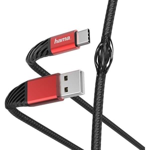 Cablu date HAMA 187218, USB-C, 1.5m, negru-rosu