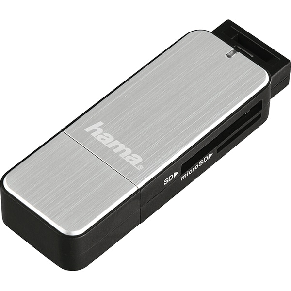 Cititor carduri HAMA 123900, USB 3.0, SD/microSD, negru-gri