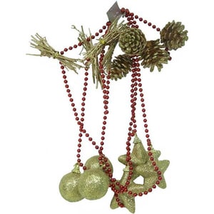 Sirag de margele decorative BRAZIDELUX Star & Pine Con, L 200 cm, rosu-auriu
