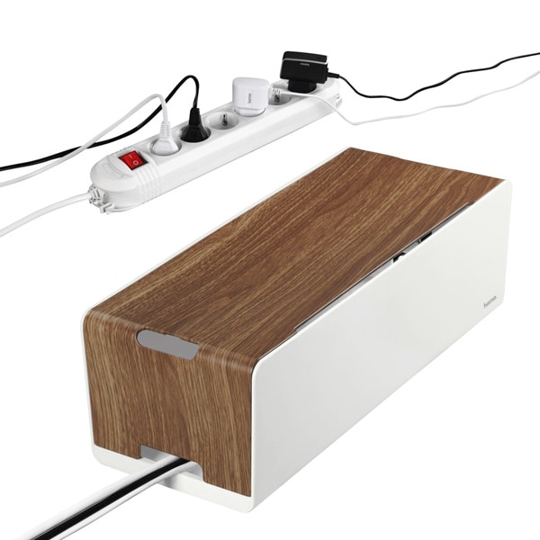 studio Coalescence prevent Caseta pentru organizare cabluri HAMA Woodstyle Maxi 116219, alb-maro