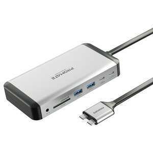 Hub USB Type-C PROMATE VERSAHUB-MST, compatibil Macbook, USB 3.0, Ethernet, HDMI, SD, argintiu