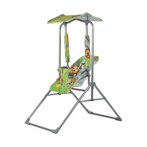 Leagan copii si bebelusi pentru interior si exterior Novokids Jungle Garden Swing, cadru metalic, 0+ ani, verde