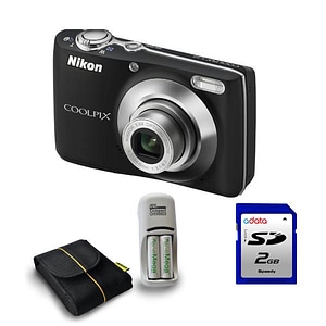 Camera foto digitala NIKON L22, 12Mp, 3.6x, 3 inch, negru + geanta + incarcator + card memorie SD 2 GB
