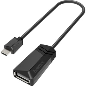 Cablu adaptor OTG USB A - micro USB B HAMA 200308, negru
