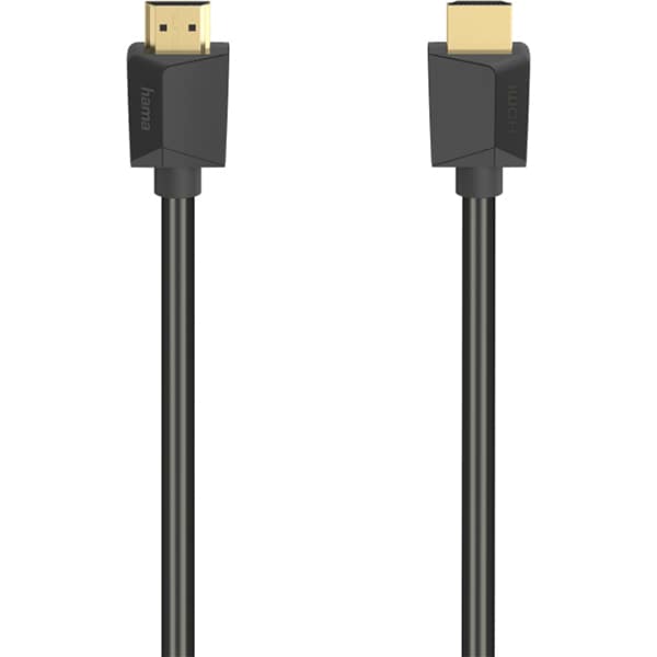 Cablu HDMI Ethernet HAMA 205007, 5m, 4K HDR, placat aur, negru