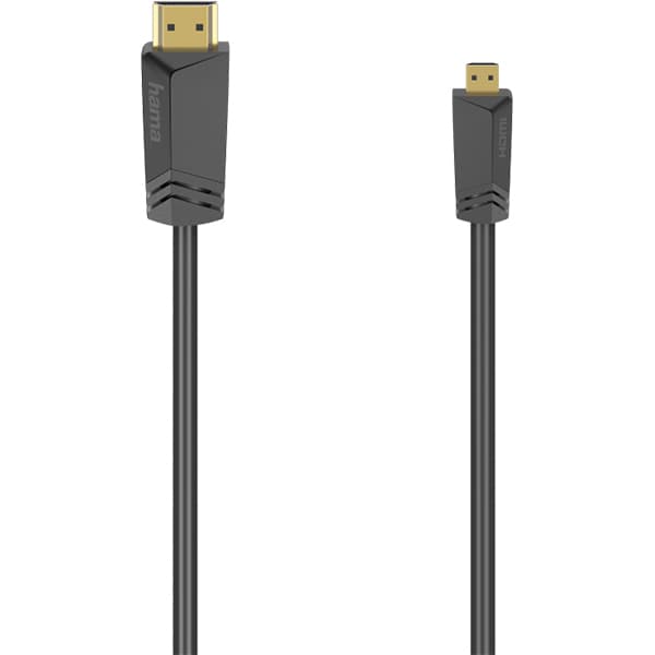 Cablu HDMI - micro HDMI Ethernet HAMA 205016, 1.5m, 4K, placat aur, negru