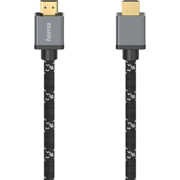 Cablu HDMI HAMA 205239, 2m, 8K HDR, placat aur, negru-gri
