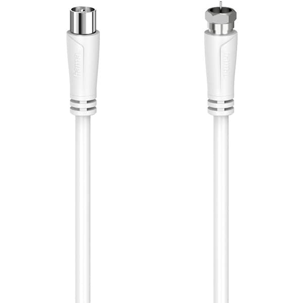 Cablu antena coaxial SAT F-Plug - Coax Plug HAMA 205294, 1.5m, 90dB, alb