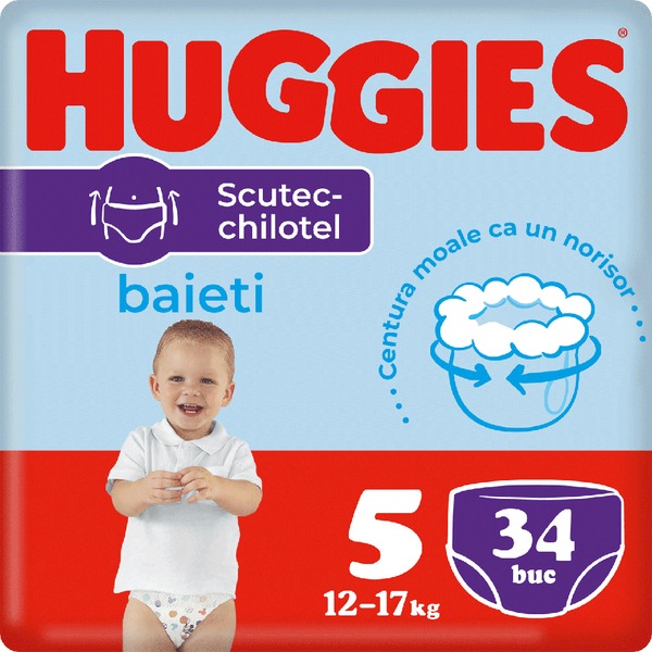 Scutece chilotel HUGGIES Jumbo nr 5, Baiat, 12-17 kg, 34 buc