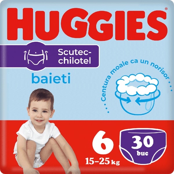 Scutece chilotel HUGGIES Jumbo nr 6, Baiat, 15-25 kg, 30 buc
