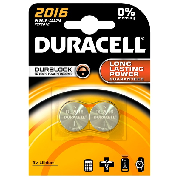 Belong Pull out Cerebrum Baterii DURACELL Duralock Litiu CR2016, 2 bucati