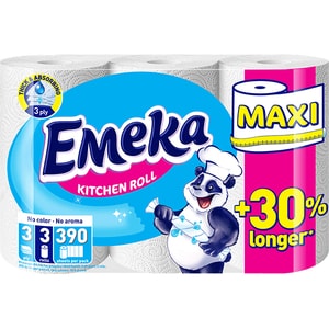 Prosoape de hartie EMEKA White Maxi, 3 straturi, 3 role