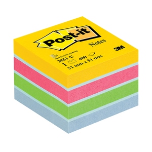 Minicub notite adezive  3M, 400 file, 51 x 51mm, diverse culori