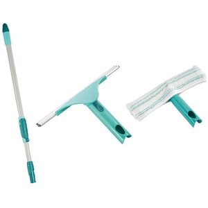 Set stergator geamuri + laveta + maner LEIFHEIT Duster XL, 80-135 cm, turcoaz