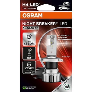 Bec auto/moto OSRAM Night Breaker Smart LED, H4, +330%, 6000K, 20W, 1buc, Omologat RAR