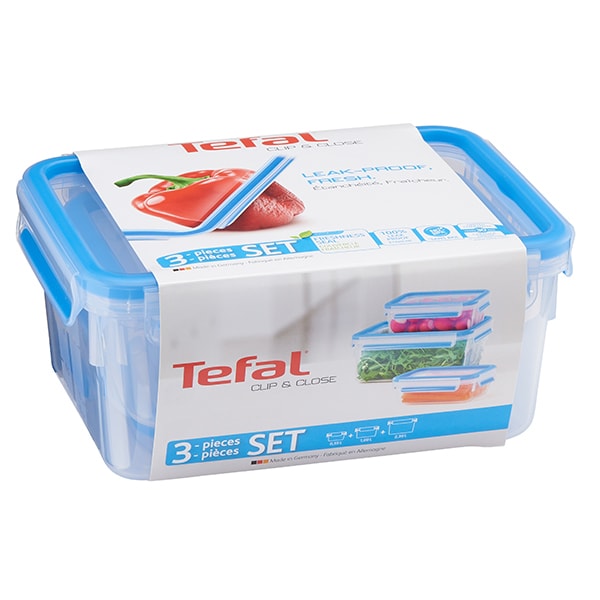 Set caserole TEFAL K3028912, 3 piese, 0.55 - 2.3l, plastic, transparent