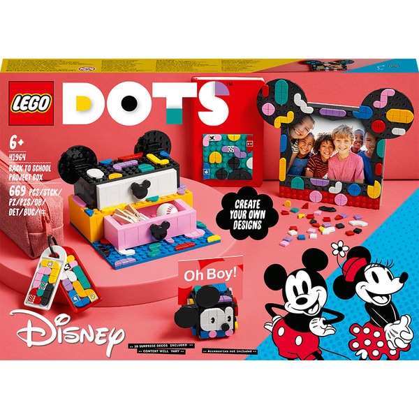 LEGO DOTS: Disney - Caseta Mickey Mouse si Minnie Mouse pentru proiecte scolare 41964, 6 ani+, 669 piese