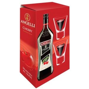 Set Lichior Angelli Cherry, 1L + 2 pahare