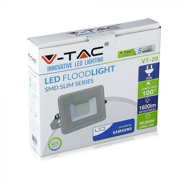 Proiector LED V-TAC VT-20, SMD, 20W, alb cald