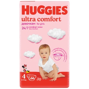 Scutece HUGGIES Ultra Comfort nr 4, Fata, 8-14 kg, 66 buc 