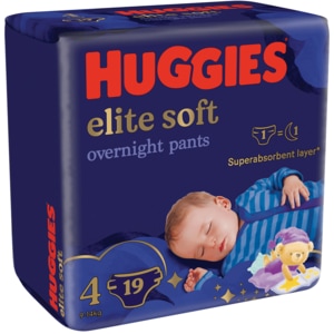 Scutece chilotel HUGGIES Elite Soft Overnight nr 4, Unisex, 9-14 kg, 19 buc