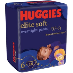 Scutece chilotel HUGGIES Elite Soft Overnight nr 6, Unisex, 15-25 kg, 16 buc