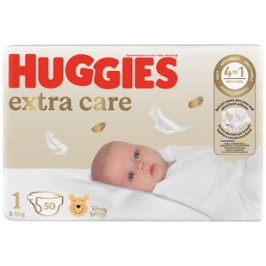 Scutece HUGGIES Extra Care nr 1, Unisex, 2-5 kg, 50 buc