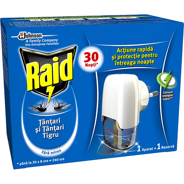 Aparat electric anti-tantari RAID Liquid, 30 nopti, 21 ml