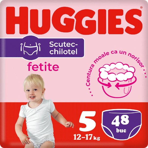 Scutece chilotel HUGGIES Mega nr 5, Fata, 12-17 kg, 48 buc