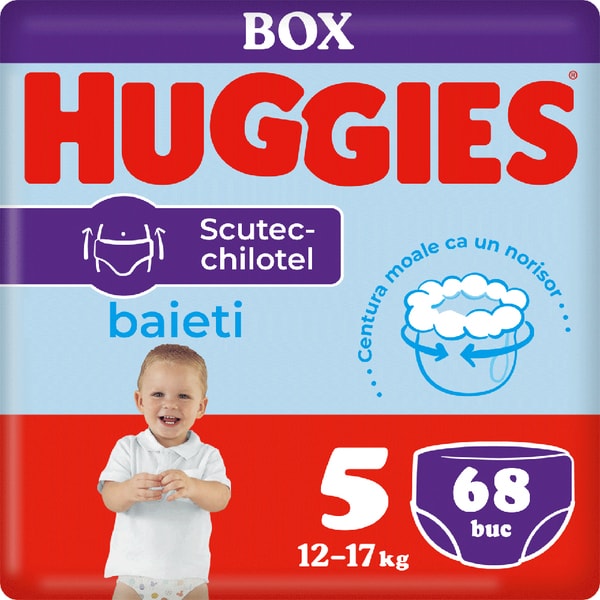 Scutece chilotel HUGGIES Box nr 5, Baiat, 12-17 kg, 68 buc