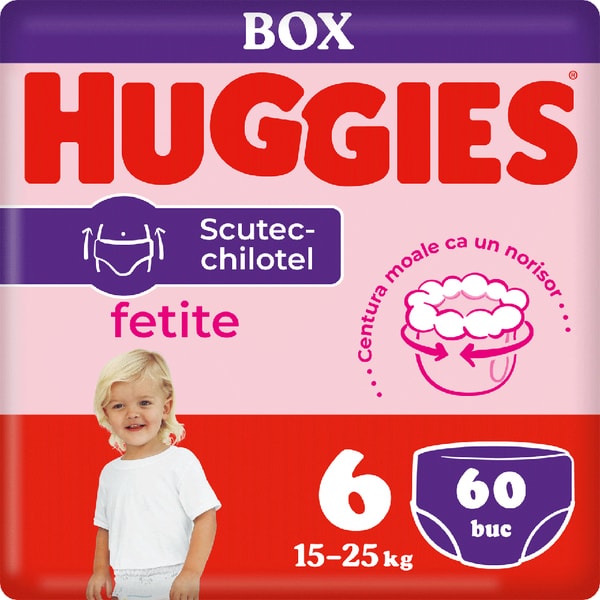Scutece chilotel HUGGIES Box nr 6, Fata, 15-25 kg, 60 buc