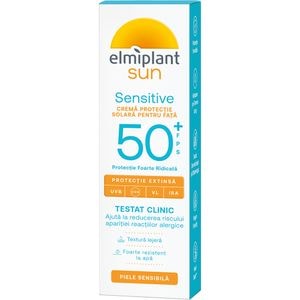 Crema protectie solara pentru fata ELMIPLANT Sun Sensitive, SPF 50, 50ml