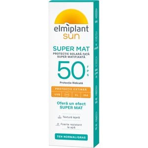 Crema protectie solara pentru fata ELMIPLANT Sun Super Mat, SPF 50, 50ml