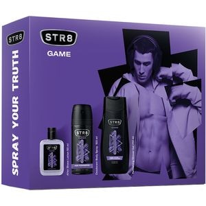 Set ingrijire corp si ten STR8 Game: Lotiune after shave, 50ml + Deodorant spray, 150ml + Gel de dus, 250ml