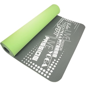 Saltea fitness/yoga DHS TPE, 186 x 61 x 0.5 cm, verde-gri