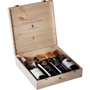 Set Vin Gitana Winery Private Collection Manastirea, Lupi, La Petite Sophie, Saperavi Wood Gift Box, 0.75L