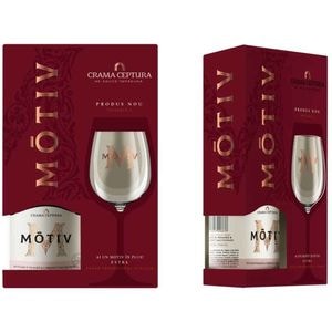 Set Vin rosu demisec Motiv Feteasca Neagra & Cabenet Sauvignon, 0.75L + pahar