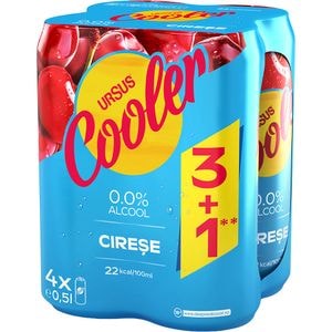 Bere cu arome Ursus Cooler Cirese 3 +1 bax 0.5L x 4 doze