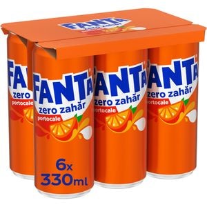Bautura racoritoare carbogazoasa FANTA Orange Zero Zahar bax 0.33L x 6 doze