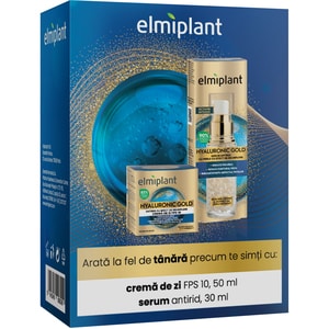 Set ingrijire ten ELMIPLANT Hyaluronic Gold: Crema de zi, 50ml + Serum pentru fata, 30ml