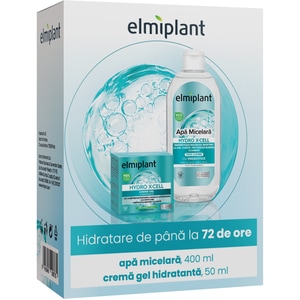 Set ingrijire ten ELMIPLANT Hydro X-Cell: Crema de zi, 50ml + Apa micelara, 400ml