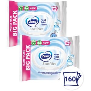 Hartie igienica umeda ZEWA Sensitive, 2 pachete, 80 bucati