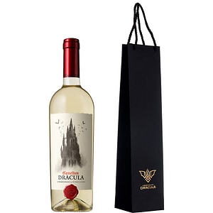 Vin alb sec Castellum Dracula Chardonnay & Feteasca Alba + Wine Bag, 0.75L