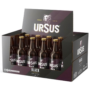 Bere blonda Ursus Black bax 0.33L x 24 sticle